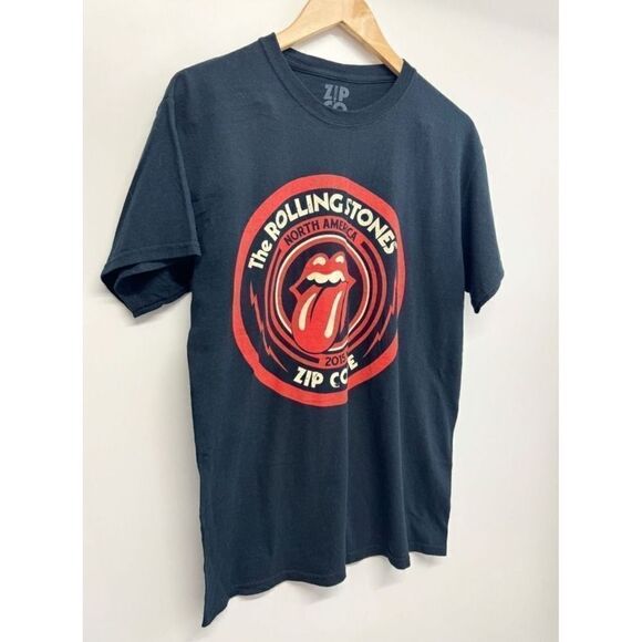 Zip Code Graphic Rolling Stones Tee Medium Black 100% Cotton Short Sleeve 2015 - Picture 3 of 7
